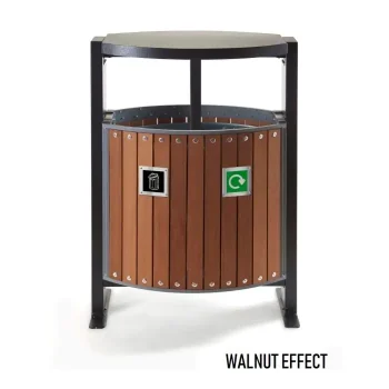 Wood Effect Outdoor Litter Bin - 2 x 39 Litre