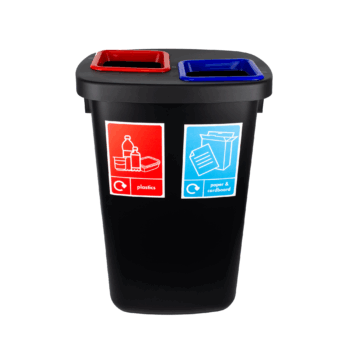 Large Durable 2 Compartment Recycling Bin with Inserts - 2 x 45 Litre